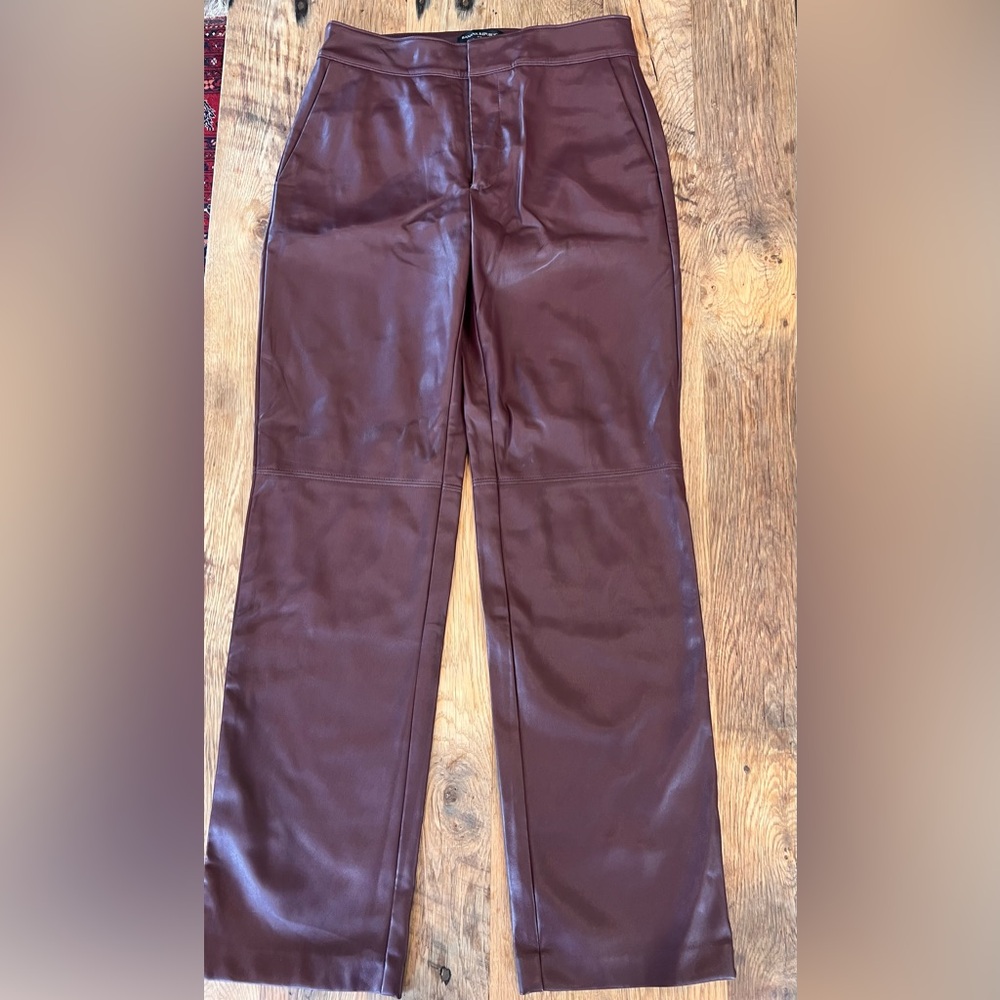 Banana Republic Vegan Leather Pants in Dark Almond Brown